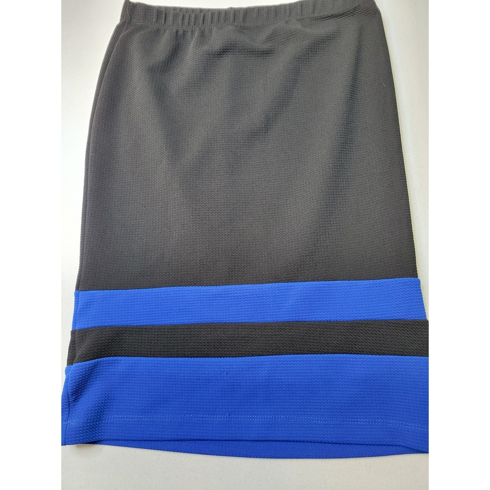 Alyx Womens Black Blue Colorblock Textured Knit Pencil Skirt Medium 0443211 740